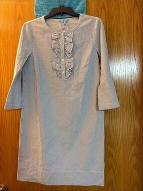 NWT Draper James Seersucker Ruffle Shirt Dress  Sz 6